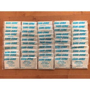 Lot 50 Sani-Sure Poly Apron Plastic Disposable Embossed Heavy Weight White